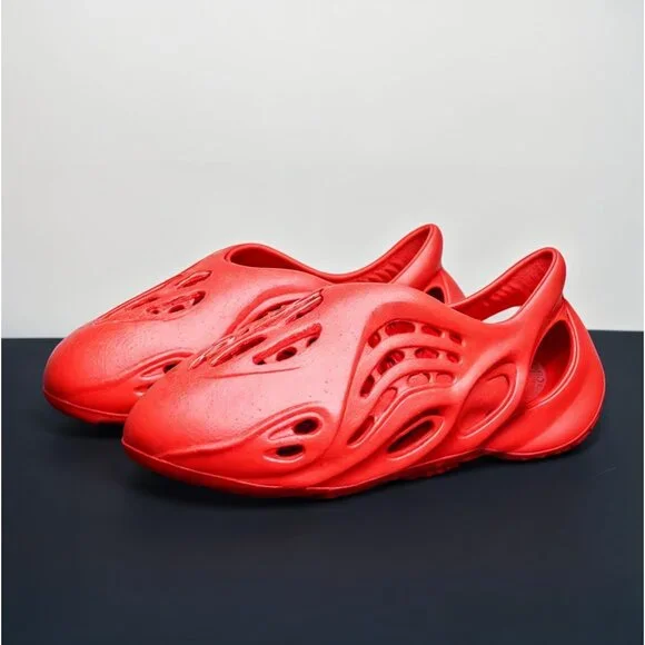 Men's Red Non Slip Cloud Slides Lightweight Foam Runner Sandal Shoes